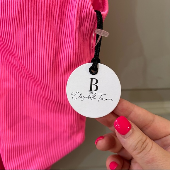 NWT B Swim Elizabeth Turner Kat One Piece Ribbed Swimsuit Pink - Picture 5 of 6